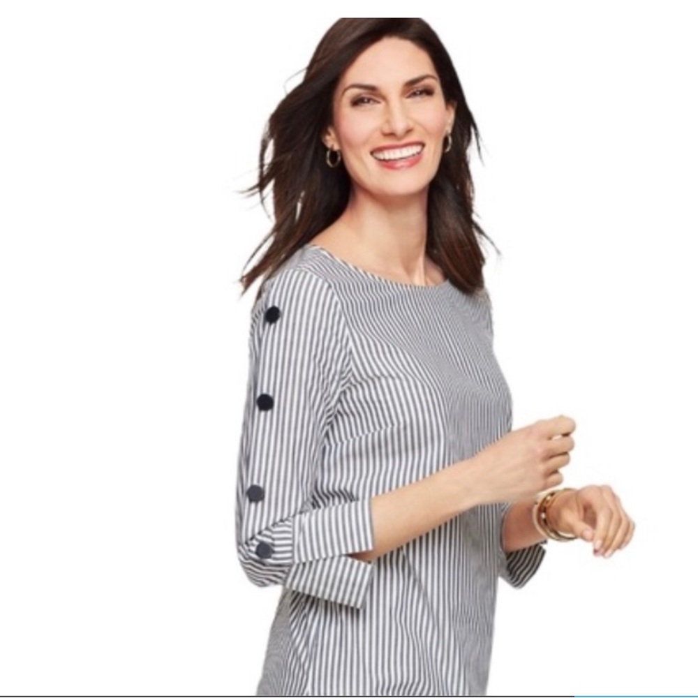 Talbots Striped Blouse w/ 3qtr Sleeves & Button Detail (2x)